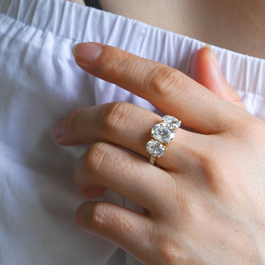 2 CT Emerald Pave Moissanite Engagement Ring