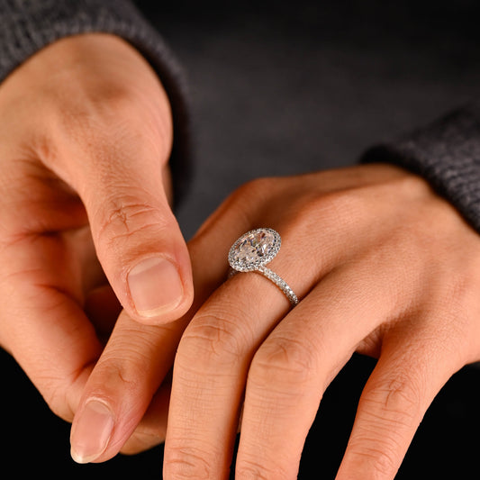 2 CT Emerald Pave Moissanite Engagement Ring