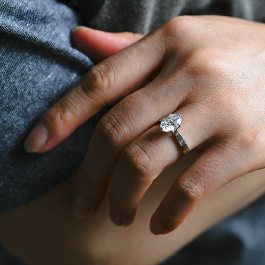 2 CT Emerald Pave Moissanite Engagement Ring