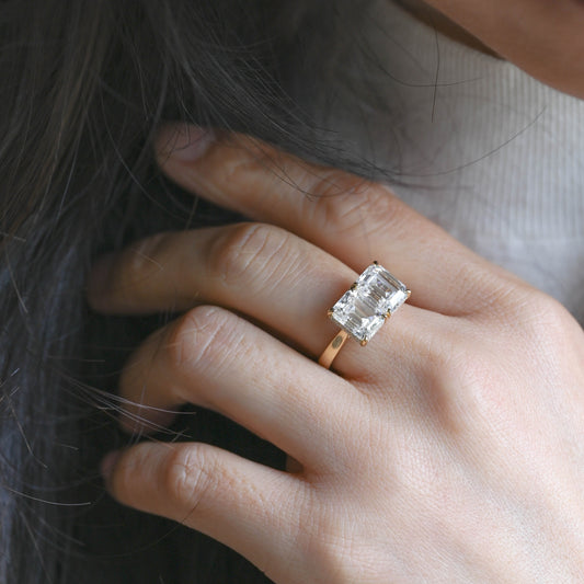2 CT Emerald Pave Moissanite Engagement Ring