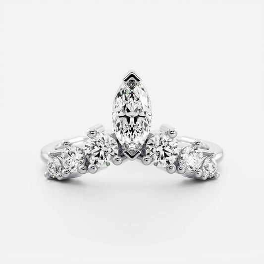 0.3 TCW Marquise & Round Curved Wedding Band
