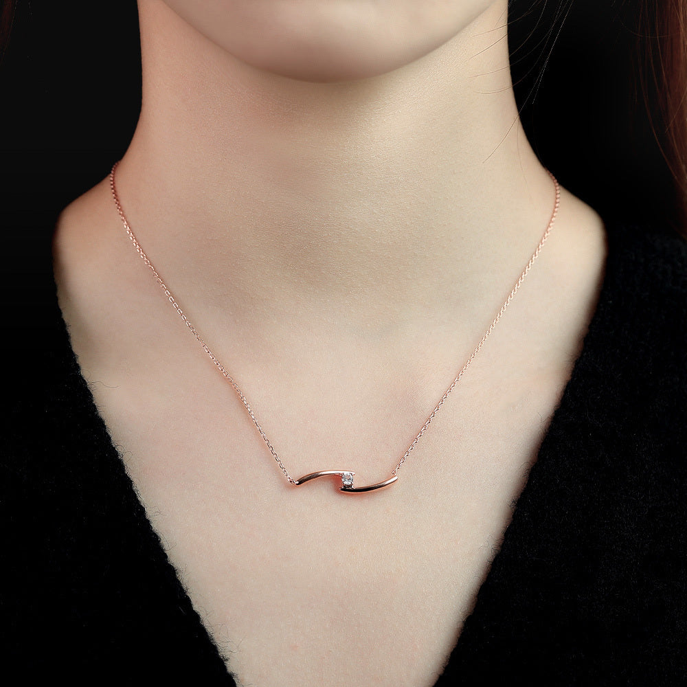 0.15 CT Round Moissanite Necklace In Solitaire Design