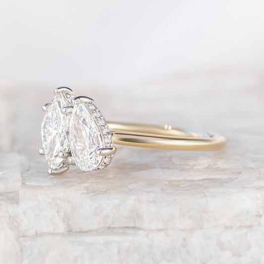 2.23 CT Marquise & Pear Moissanite Two Stone Engagement Ring - farrellouise