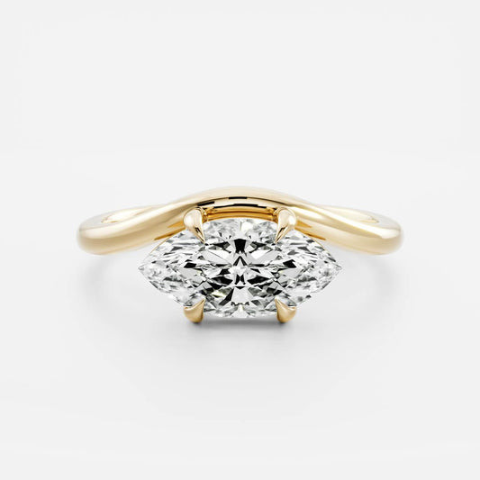 1.5 CT East West Marquise Solitaire Moissanite Engagement Ring