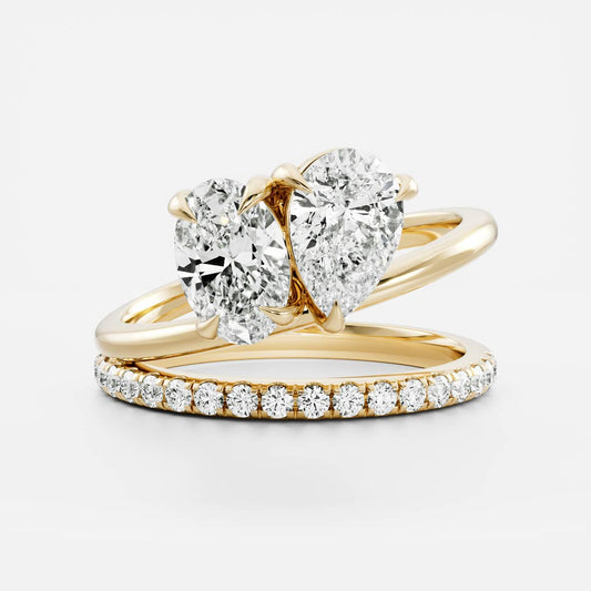 1.5 CT Oval & Pear Toi Et Moi Moissanite Engagement Ring