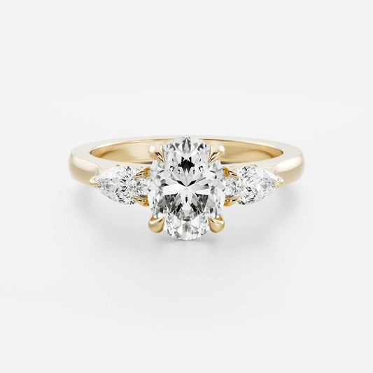 1.5 CT Oval Three Stone Moissanite Engagement Ring