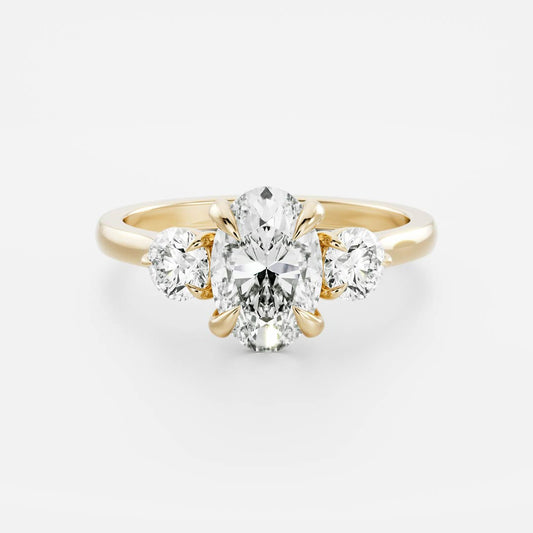 2.5 CT Oval Three Stone Moissanite Engagement Ring