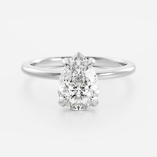 1.5 CT Pear Solitaire Moissanite Engagement Ring