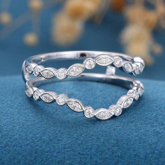 3.6 TCW Round & Marquise Double Curved Moissanite Wedding Band
