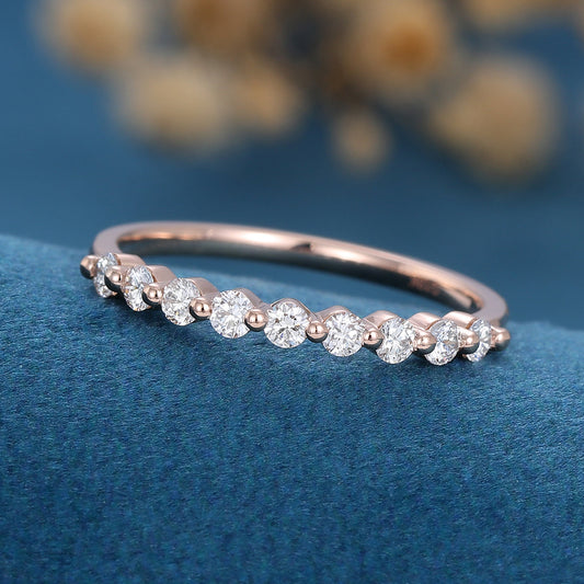 1.6 TCW Round Half Eternity Moissanite Wedding Band