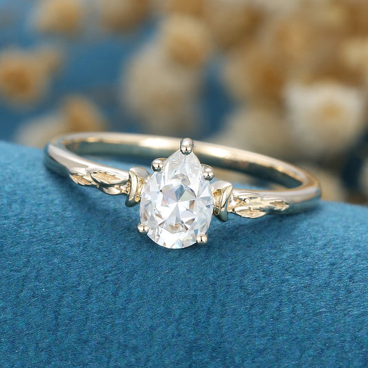 0.69 CT Pear Solitaire Moissanite Engagement Ring