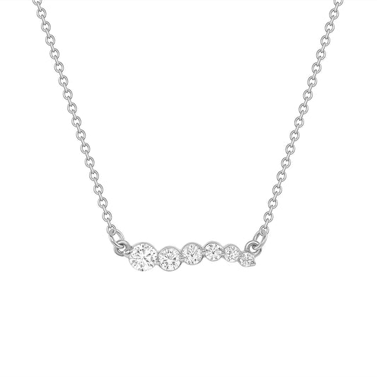 0.30 CT Round Shaped Moissanite Necklace In Multi Stone Design