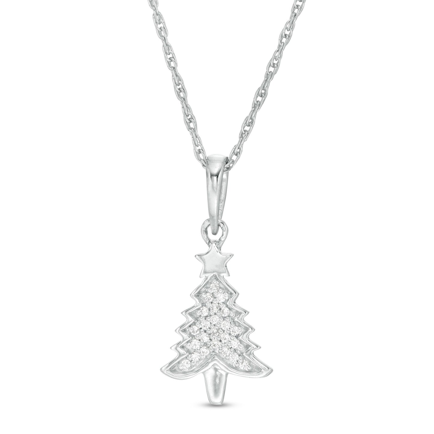 0.16 CT Round Cut Christmas Tree Pendant Moissanite Diamond Necklace