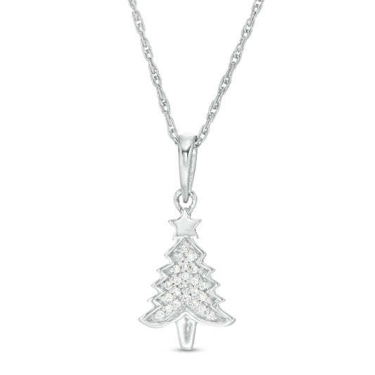 0.16 CT Round Cut Christmas Tree Pendant Moissanite Diamond Necklace