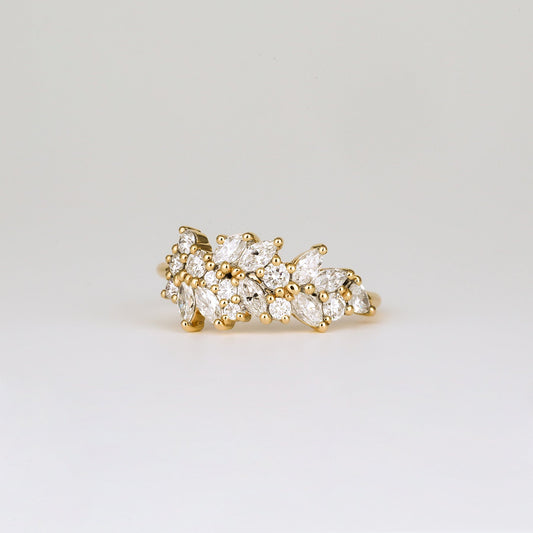 0.92 TCW Marquise & Round Cluster Moissanite Wedding Band