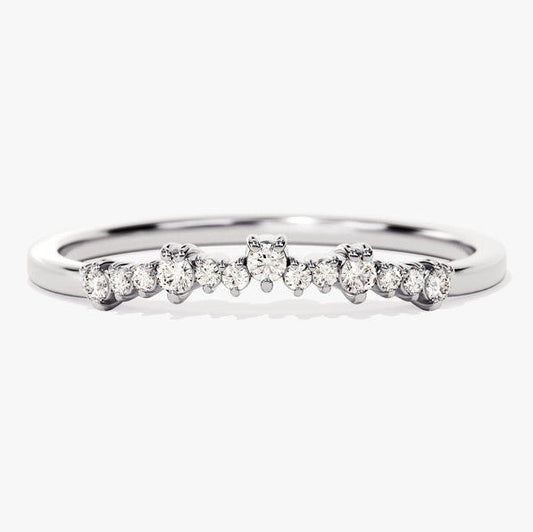0.11 TCW Round Curved Moissanite Wedding Band