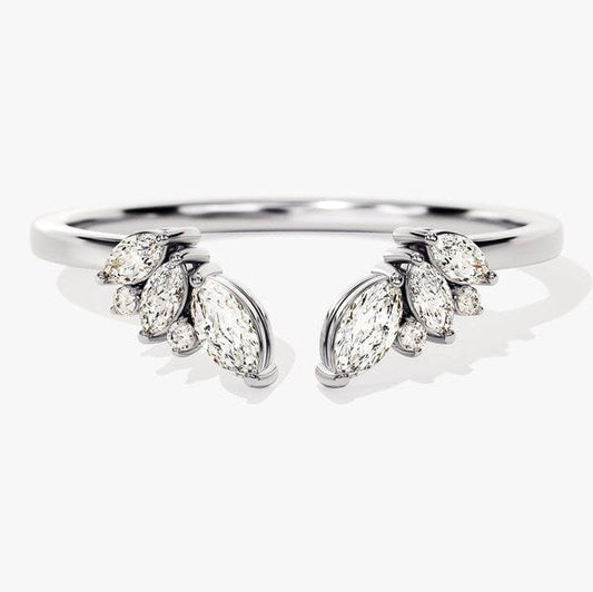 0.33 TCW Marquise & Round Open & Cluster Moissanite Wedding Band