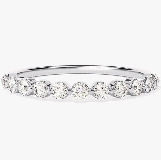 0.55 TCW Round Half Eternity Moissanite Wedding Band