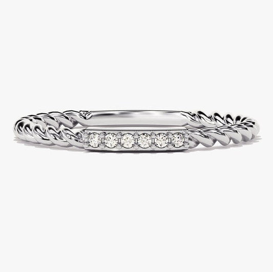 0.04 TCW Round Twisted Moissanite Wedding Band