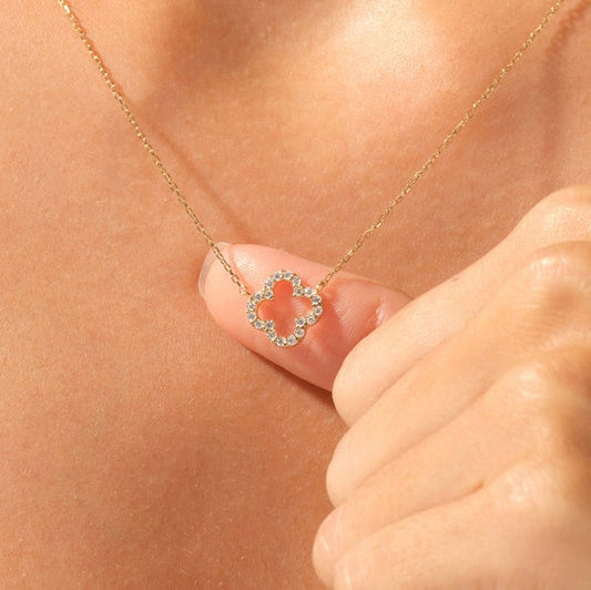 0.3 TCW Round Moissanite Clover Necklace