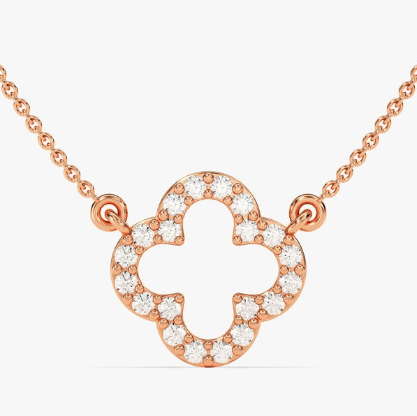 0.3 TCW Round Moissanite Clover Necklace