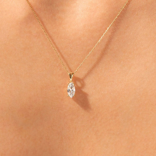 2 CT Marquise Lab Grown Diamond Solitaire Necklace