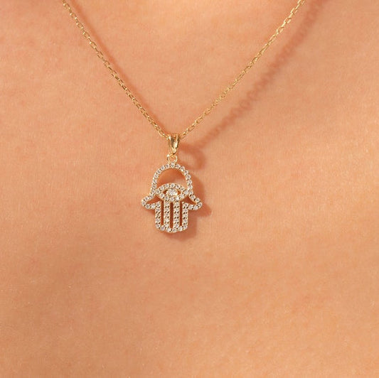 0.5 TCW Round Moissanite Hamsa Necklace