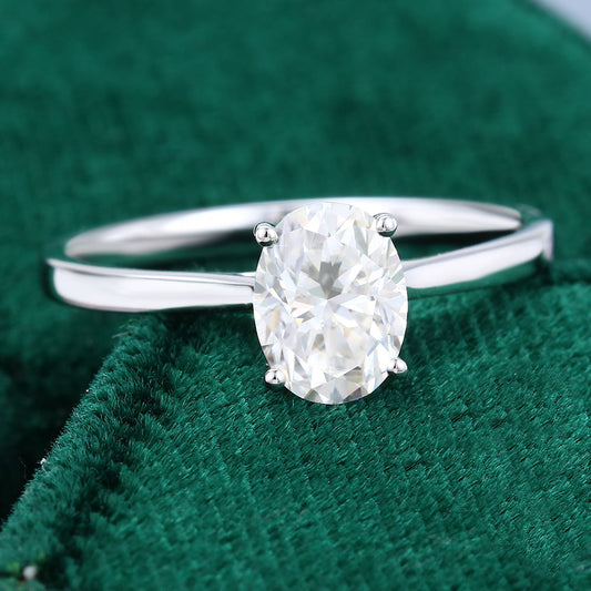 1.33 CT Oval Solitaire Moissanite Engagement Ring