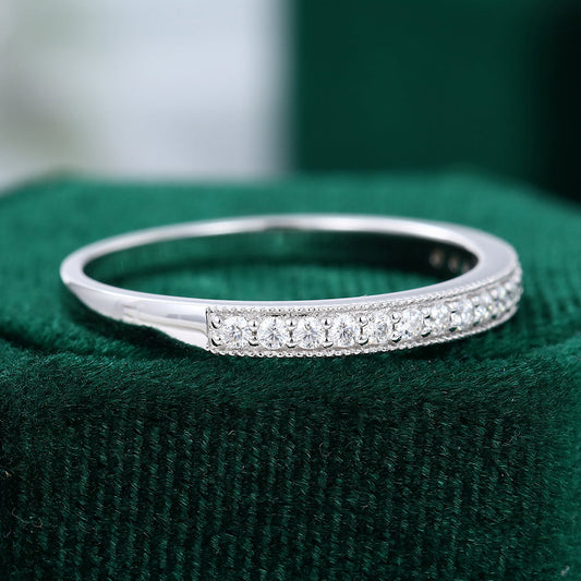 0.17 TCW Round Milgrain Moissanite Wedding Band