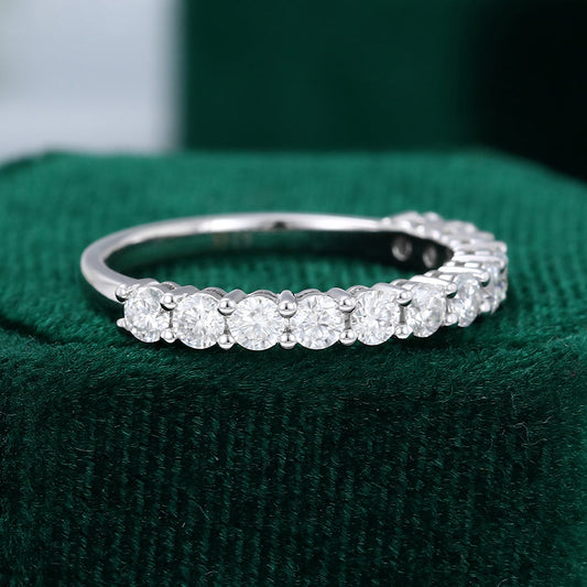 0.78 TCW Round Half Eternity Moissanite Wedding Band