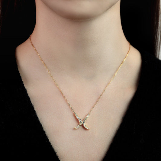 0.89 CT Round X-Shaped Moissanite Necklace