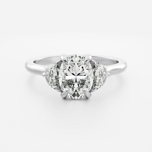 1 CT Oval Three Stone Moissanite Engagement Ring