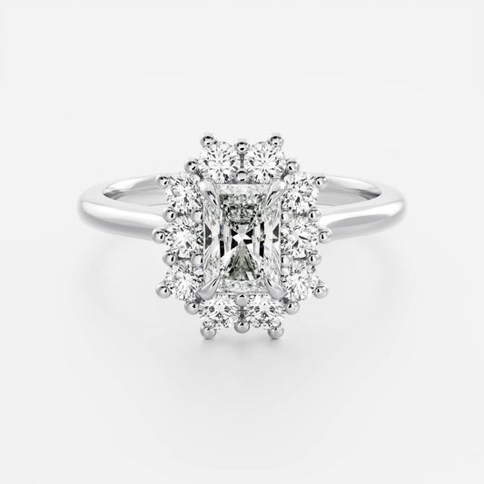 1.5 CT Radiant Halo Moissanite Engagement Ring