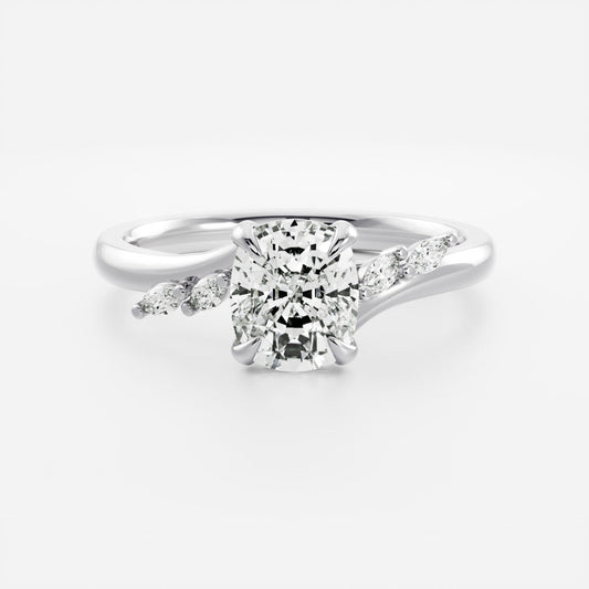 1.5 CT Elongated Cushion Cluster Moissanite Engagement Ring