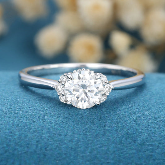 0.68 CT Round Cluster Moissanite Engagement Ring