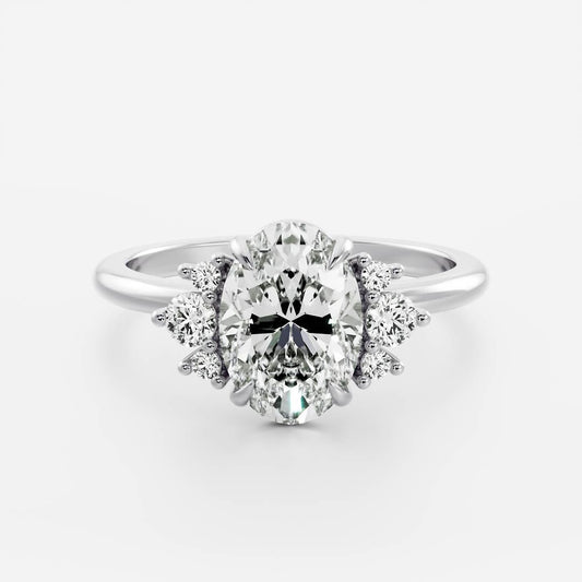1 CT Oval Cluster Moissanite Engagement Ring