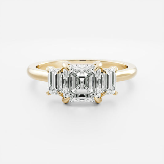 2 CT Asscher Three Stone Moissanite Engagement Ring
