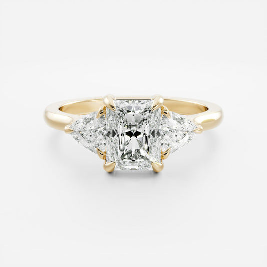 2 CT Radiant Three Stone Moissanite Engagement Ring