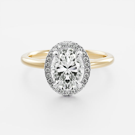 1 CT Oval Halo Moissanite Engagement Ring