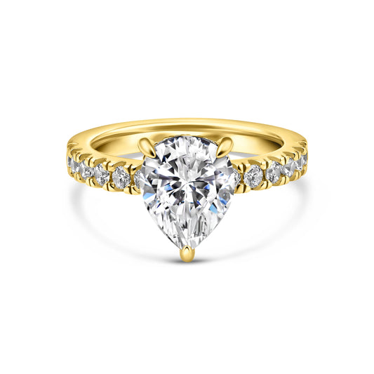 0.75 CT Pear Pave Moissanite Engagement Ring
