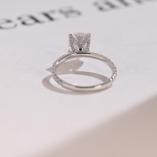 2.0 CT Pear Pave Moissanite Engagement Ring
