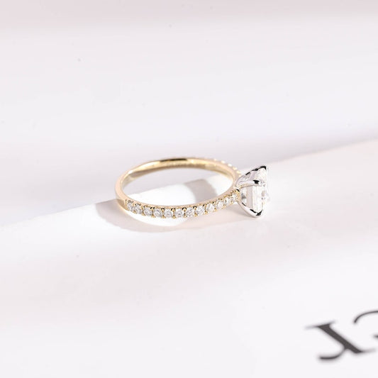 1.5 CT Princess Pave Moissanite Engagement Ring