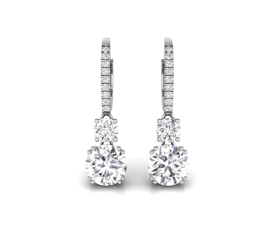3.25 TCW Round Cut Drop Moissanite Earrings