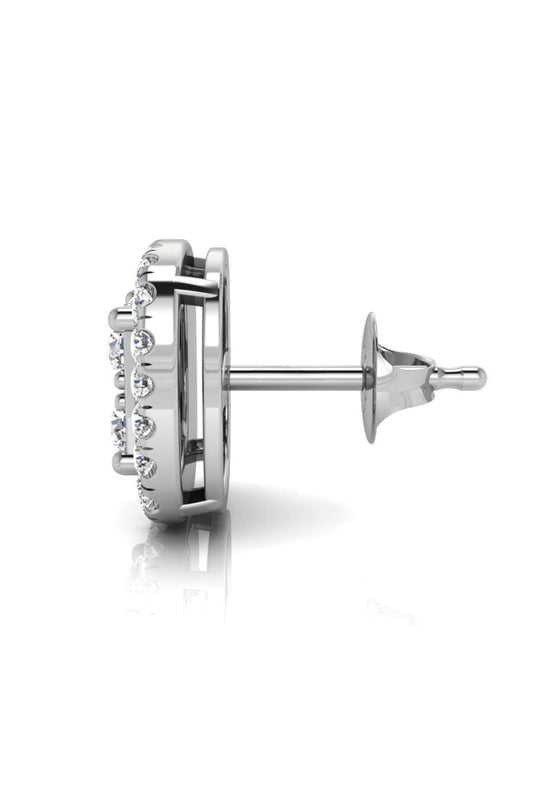 1.10 TCW Princess Cut Halo Stud Moissanite Earrings