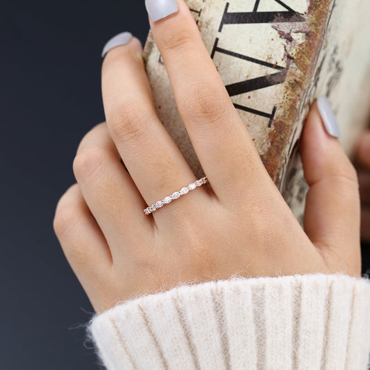 1.32 TCW Oval Shaped Moissanite Full Eternity Wedding Band