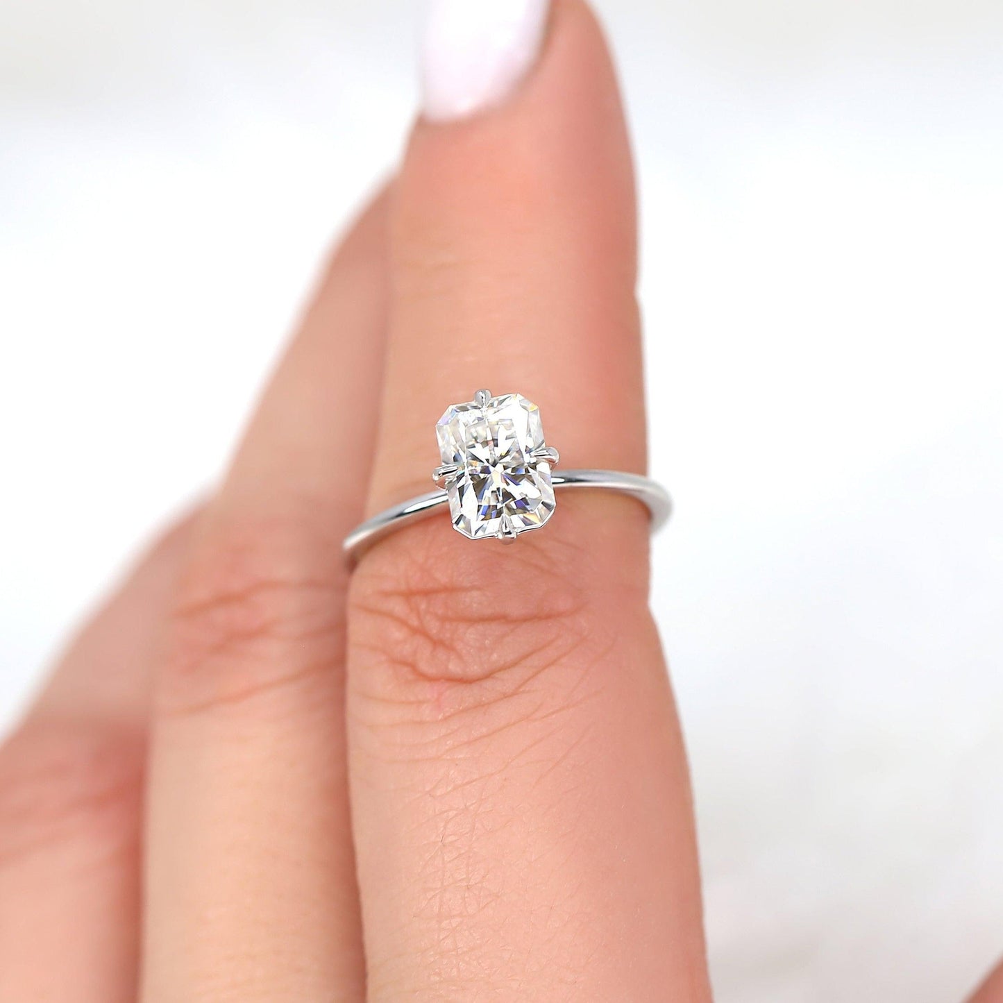 1.75 CT Radiant Solitaire Moissanite Engagement Ring