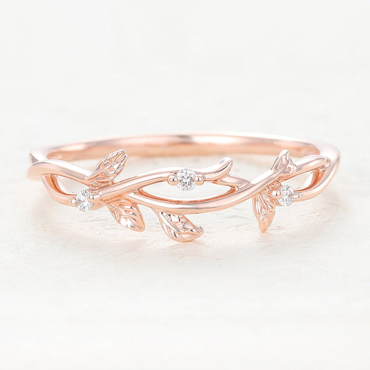 0.042 TCW Round Twig Style Moissanite Wedding Band