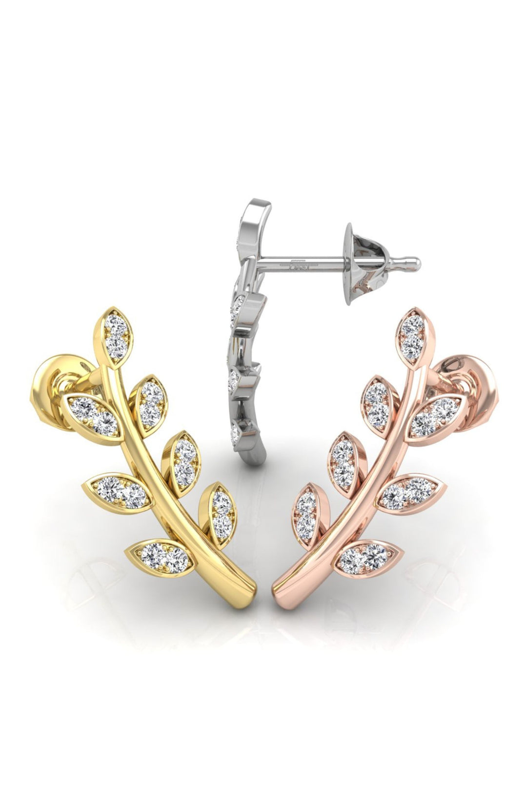 0.3 TCW Round Cut Leaf Shaped Stud Moissanite Earrings