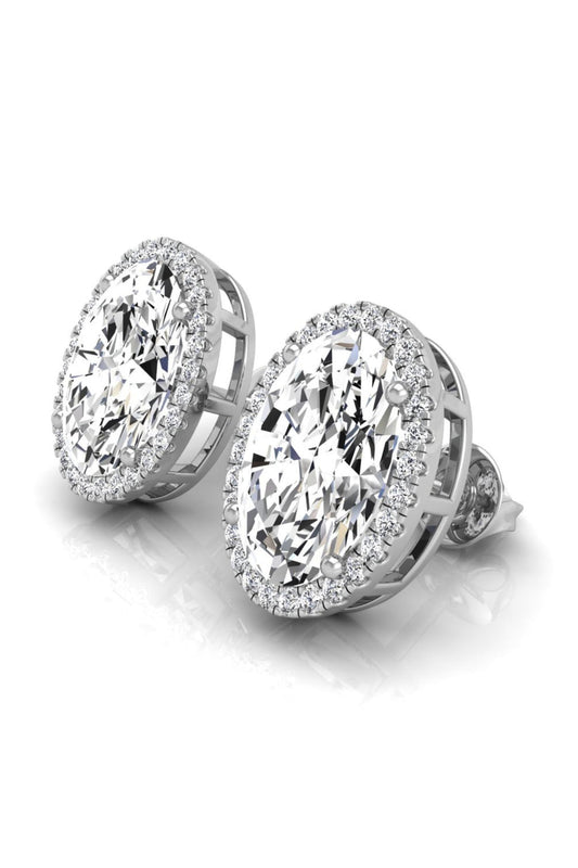 4.3 TCW Oval Cut Halo Stud Moissanite Earrings