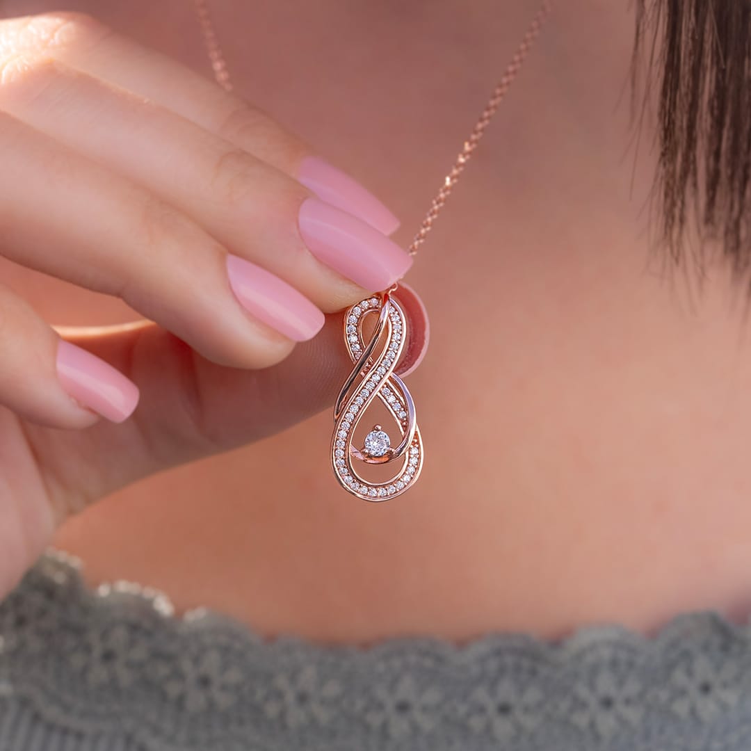 0.50 CT Round Shaped Moissanite Necklace In Infinity Design